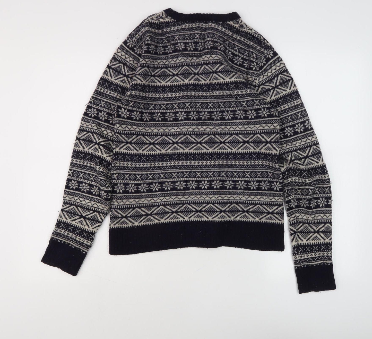 H&M Men’s Blue Fair Isle Wool Jumper, M, Winter