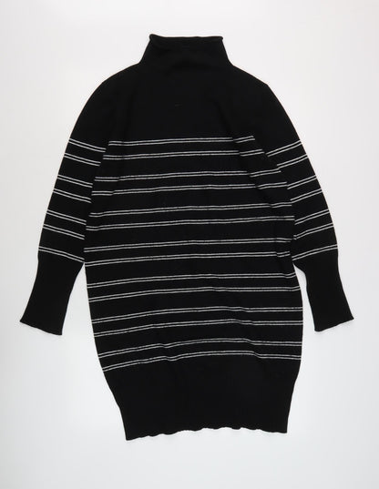 French Connection Women's Black Striped Jumper Dress L