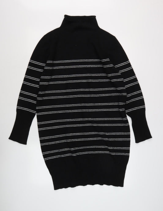French Connection Women's Black Striped Jumper Dress L