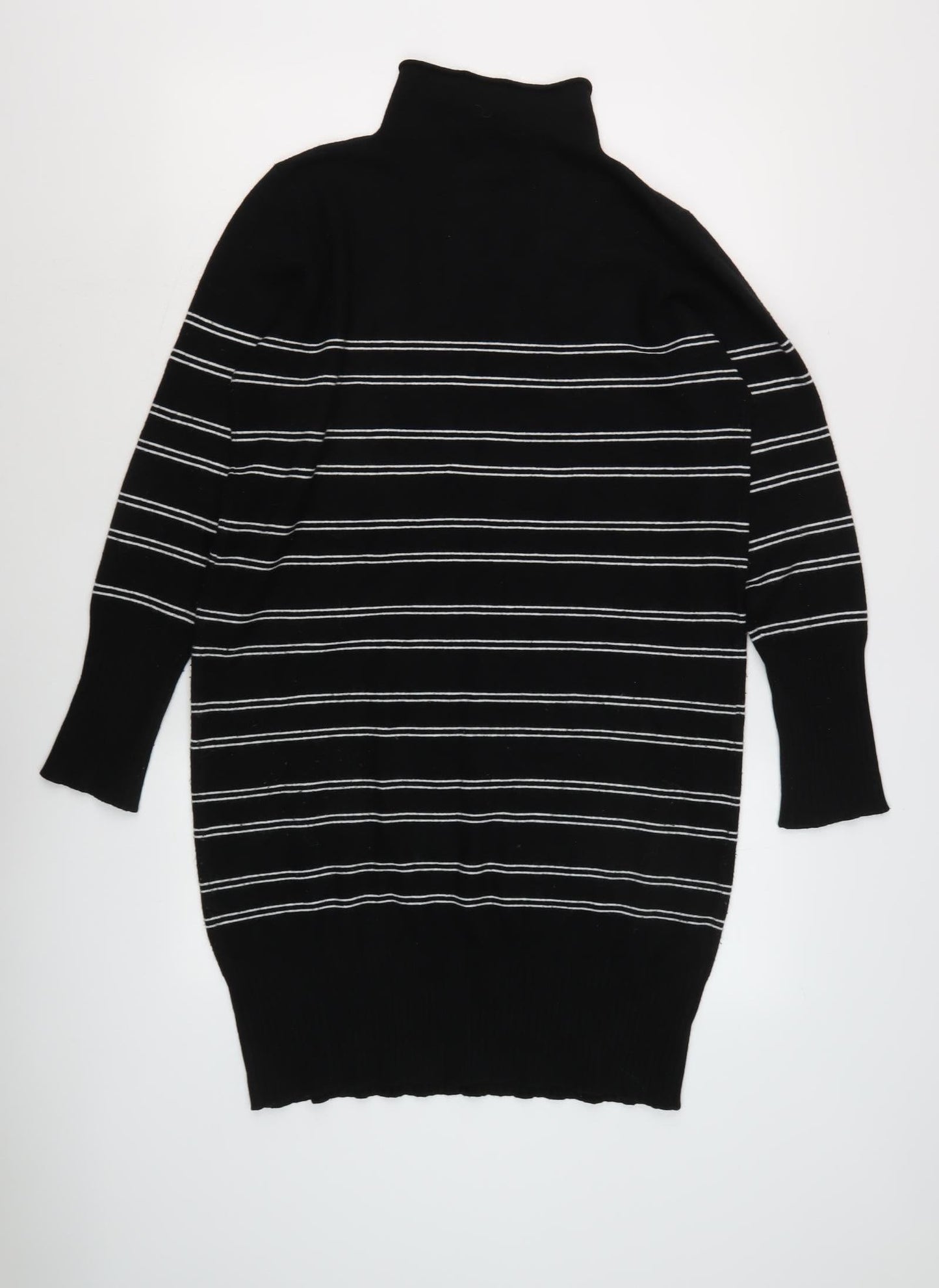 French Connection Women's Black Striped Jumper Dress L