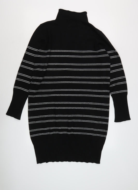 French Connection Women's Black Striped Jumper Dress L