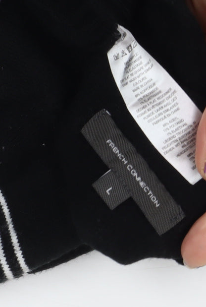 French Connection Women's Black Striped Jumper Dress L