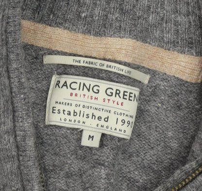 Racing Green Men's Grey Wool Pullover, Size M