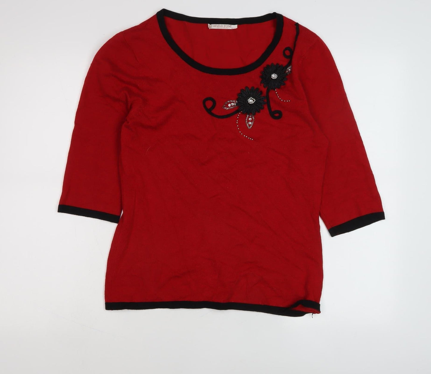 Womens UK Size M Anna Rose Red Pullover Jumper