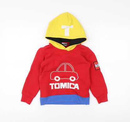 Tomica Boys Red Pullover Hoodie, Cars Graphic, 3 Years