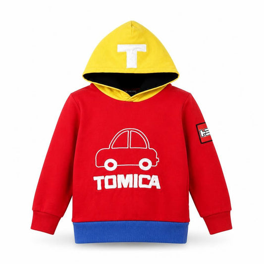 Tomica Boys Red Pullover Hoodie, Cars Graphic, 3 Years
