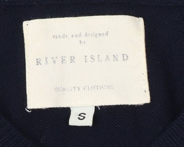 River Island Men's Blue Crew Neck Pullover Jumper S