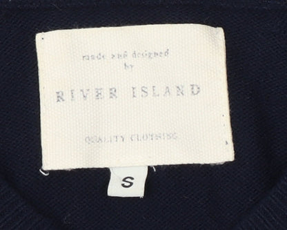 River Island Men's Blue Crew Neck Pullover Jumper S