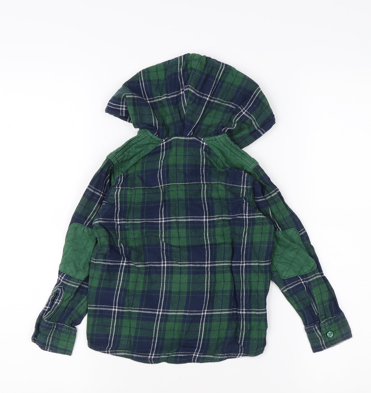 JCB Boys Green Plaid Full Zip Hoodie, 3-4 Years, Cotton
