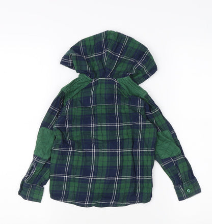 JCB Boys Green Plaid Full Zip Hoodie, 3-4 Years, Cotton