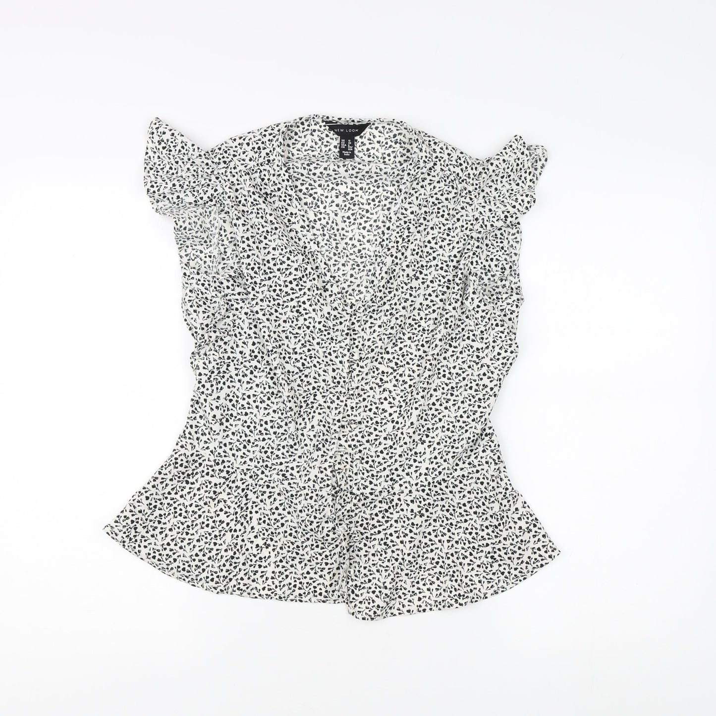 New Look Women’s Floral Blouse, White, Size 12, Casual Chic
