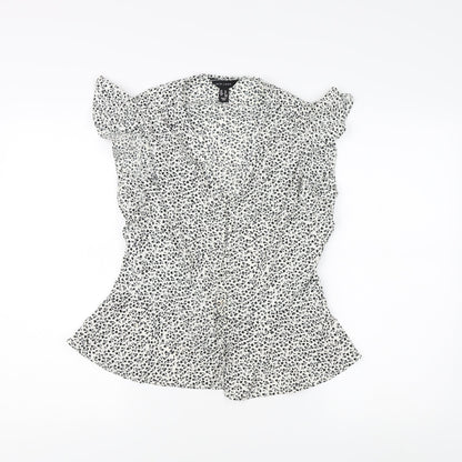 New Look Women’s Floral Blouse, White, Size 12, Casual Chic