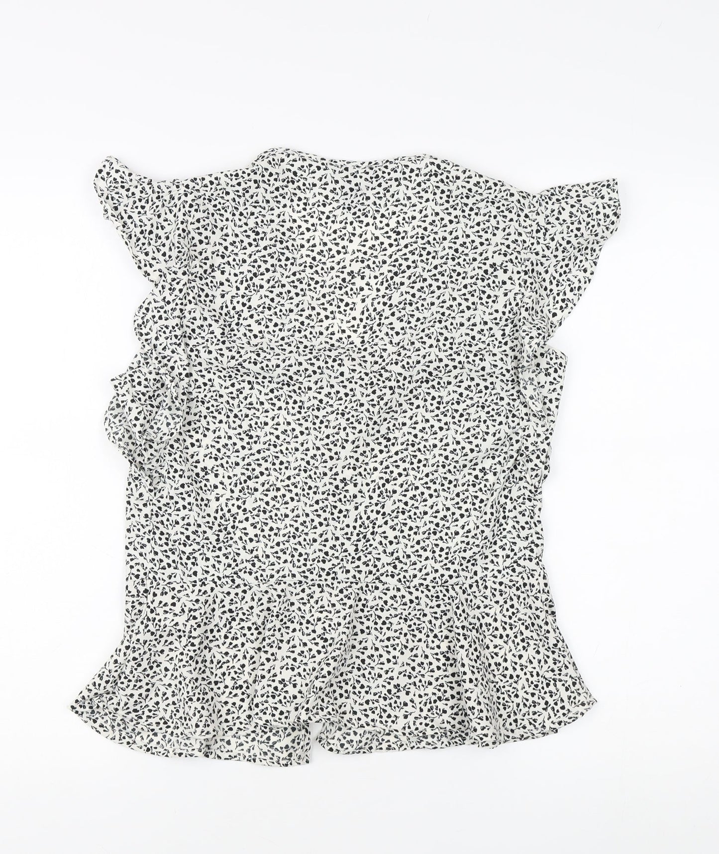 New Look Women’s Floral Blouse, White, Size 12, Casual Chic