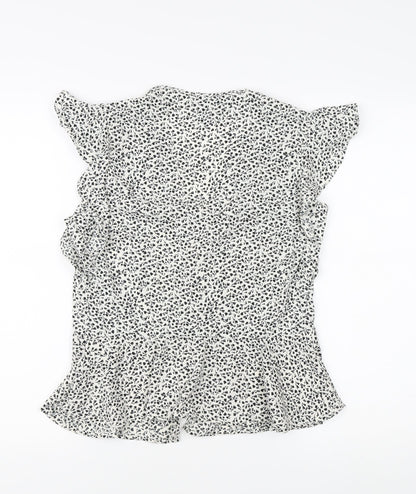 New Look Women’s Floral Blouse, White, Size 12, Casual Chic