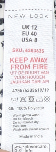 New Look Women’s Floral Blouse, White, Size 12, Casual Chic