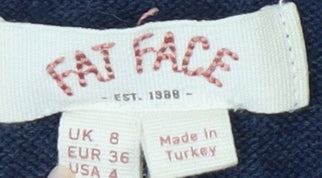 Fat Face Women's Blue Jumper, Size 8, Long Sleeve