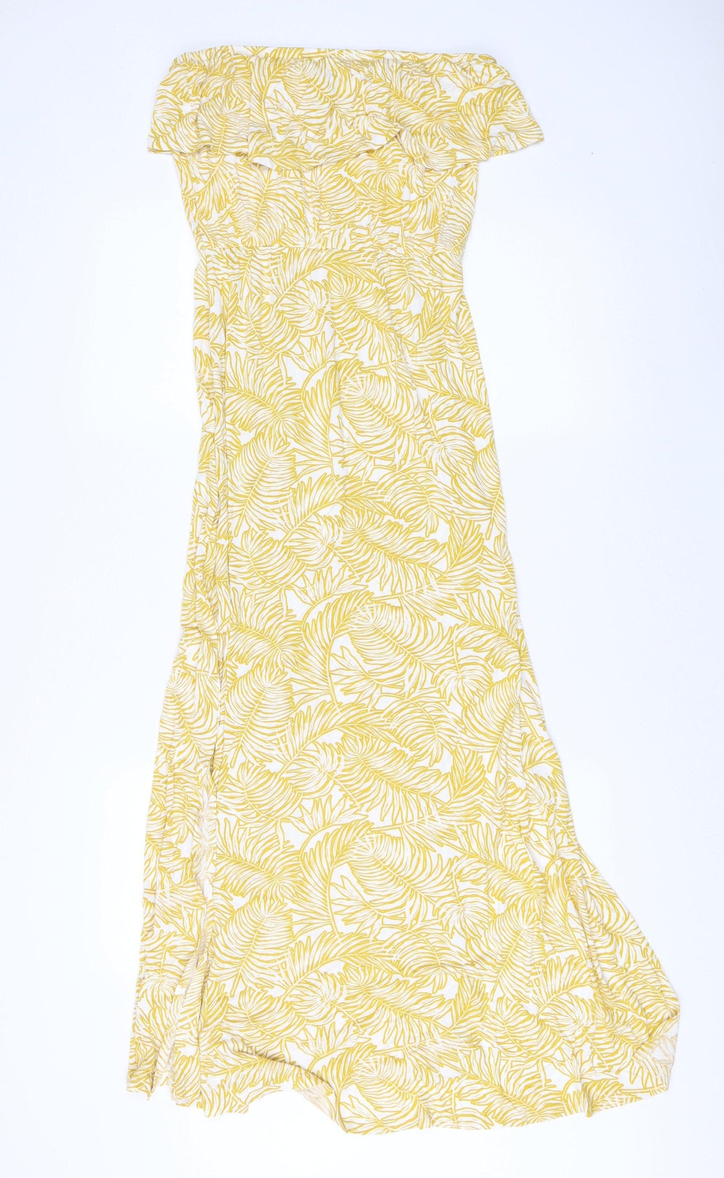 Next Women's Yellow Floral Off-Shoulder Dress Size 10