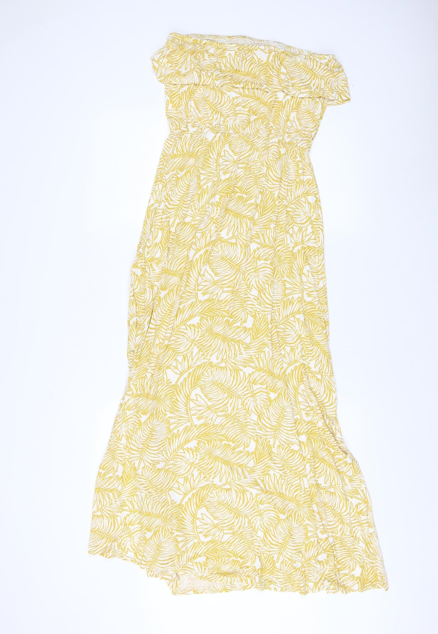 Next Women's Yellow Floral Off-Shoulder Dress Size 10