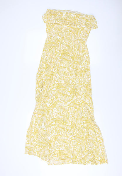 Next Women's Yellow Floral Off-Shoulder Dress Size 10