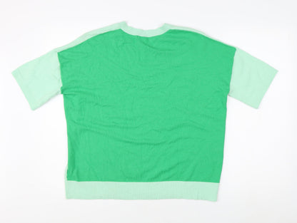 Marks and Spencer Women's Green Pullover V-Neck Jumper Size 14