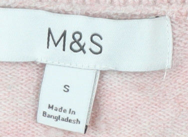 Womens UK Size S Marks and Spencer Pink Pullover Jumper