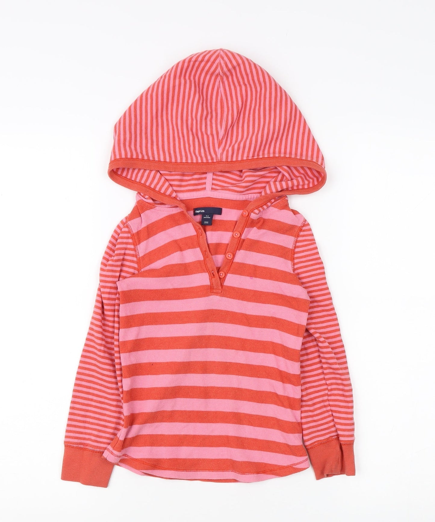 GapKids Girls Red Stripe Henley Hoodie 4-5 Years