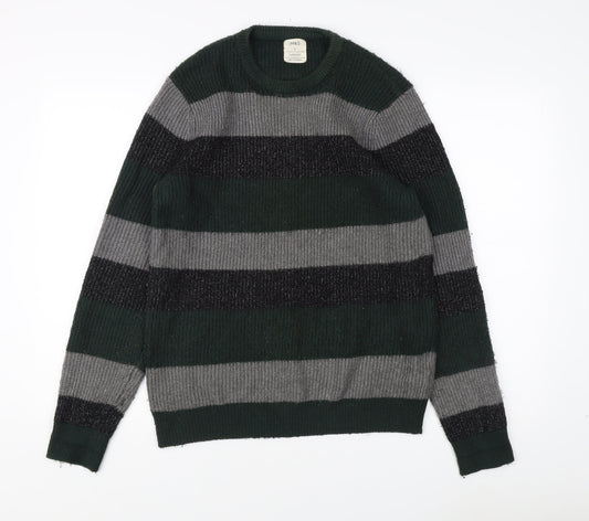 Marks and Spencer Green Striped Pullover Jumper S