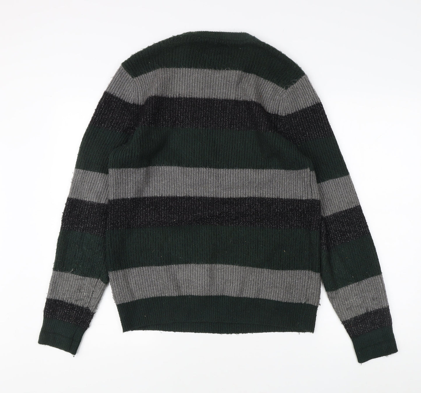 Marks and Spencer Green Striped Pullover Jumper S