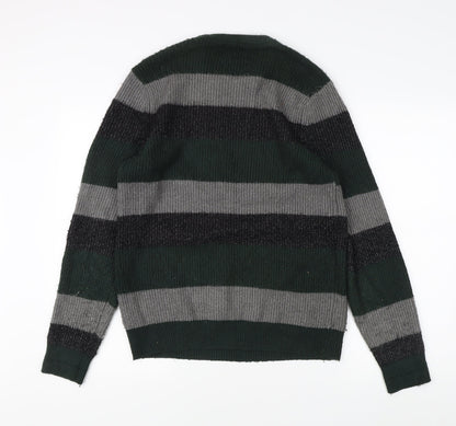 Marks and Spencer Green Striped Pullover Jumper S