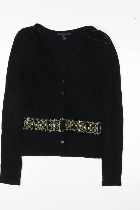 Womens UK Size 6 H&M Black Cardigan Jumper