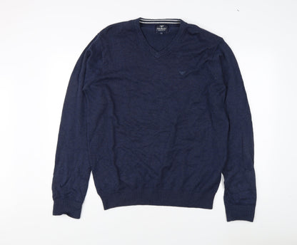 Morley Men's Blue V-Neck Cotton Pullover Jumper L