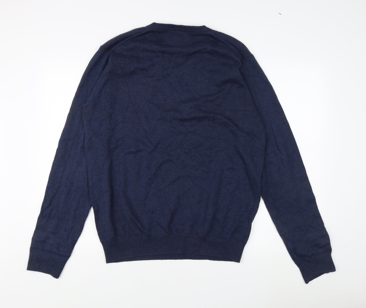 Morley Men's Blue V-Neck Cotton Pullover Jumper L