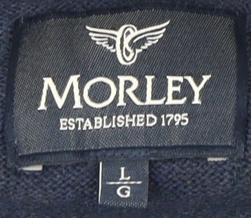 Morley Men's Blue V-Neck Cotton Pullover Jumper L