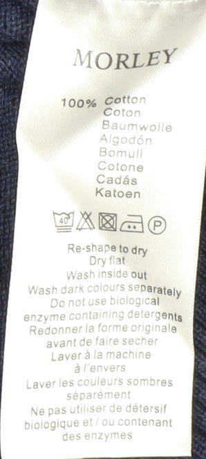 Morley Men's Blue V-Neck Cotton Pullover Jumper L