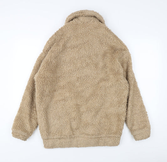 New Look Women's Beige Fleece Jacket UK 6 Casual Full Zip
