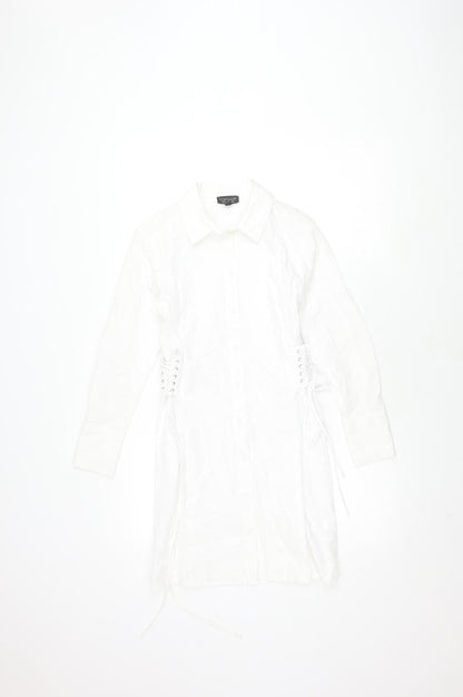 Topshop Women White Cotton Dress - Size 6