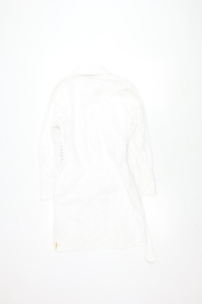 Topshop Women White Cotton Dress - Size 6