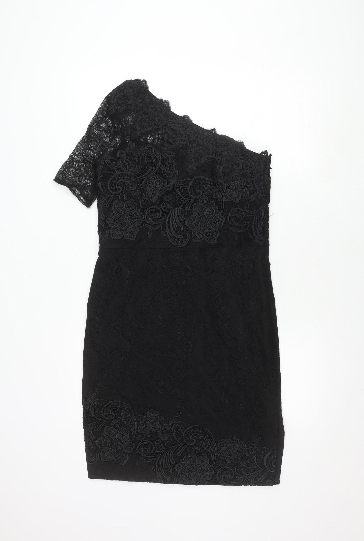 Autograph Women's Black Lace One Shoulder Dress Size 12