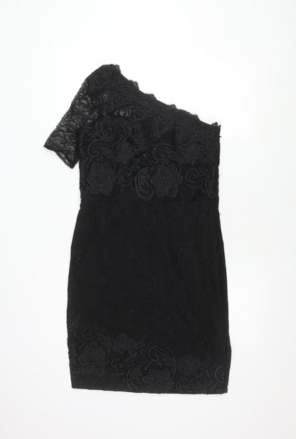 Autograph Women's Black Lace One Shoulder Dress Size 12