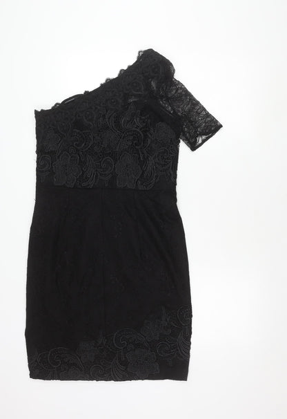 Autograph Women's Black Lace One Shoulder Dress Size 12