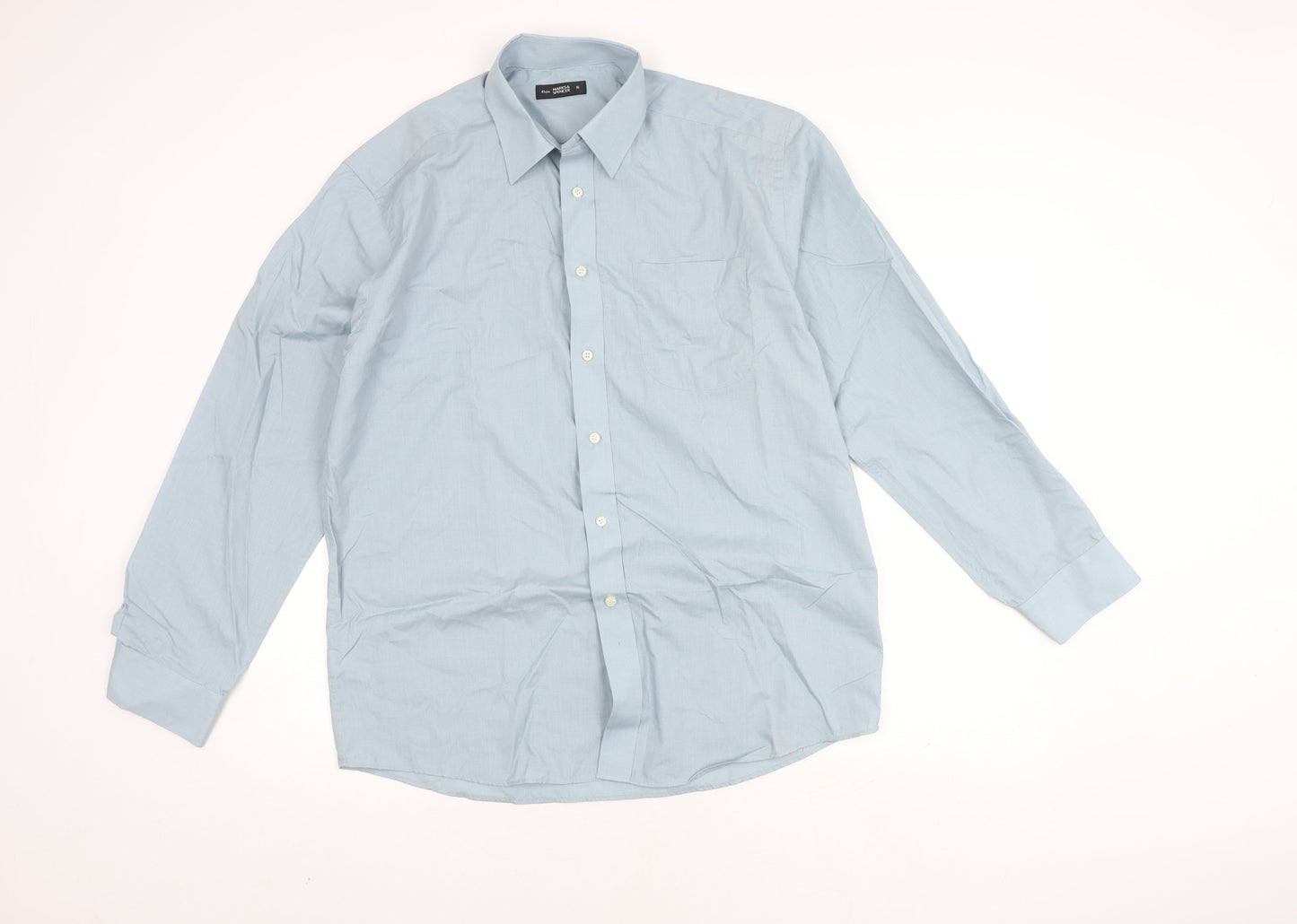 Marks and Spencer Men's Blue Shirt, Size 16, Long Sleeve