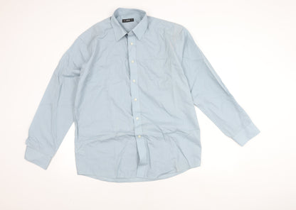 Marks and Spencer Men's Blue Shirt, Size 16, Long Sleeve