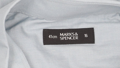 Marks and Spencer Men's Blue Shirt, Size 16, Long Sleeve