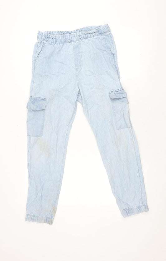 Abercrombie & Fitch Kids Girls Blue Cargo Trousers, Size 13-14