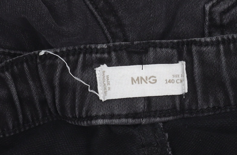 MNG Boys Black Trousers, Size 12 Years, Elastic Waist, Ripped
