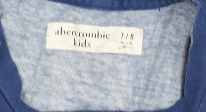 Abercrombie Boys Blue Long Sleeve T-Shirt 7-8 Yrs Cotton Logo
