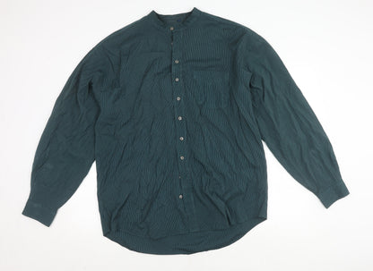 afters Men's Green Striped Long Sleeve Shirt