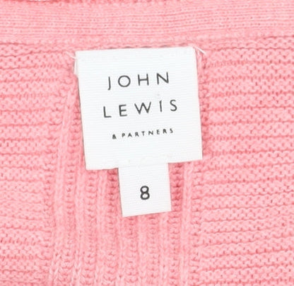 Womens UK Size 8 John Lewis & Partners Pink Cardigan Jumper