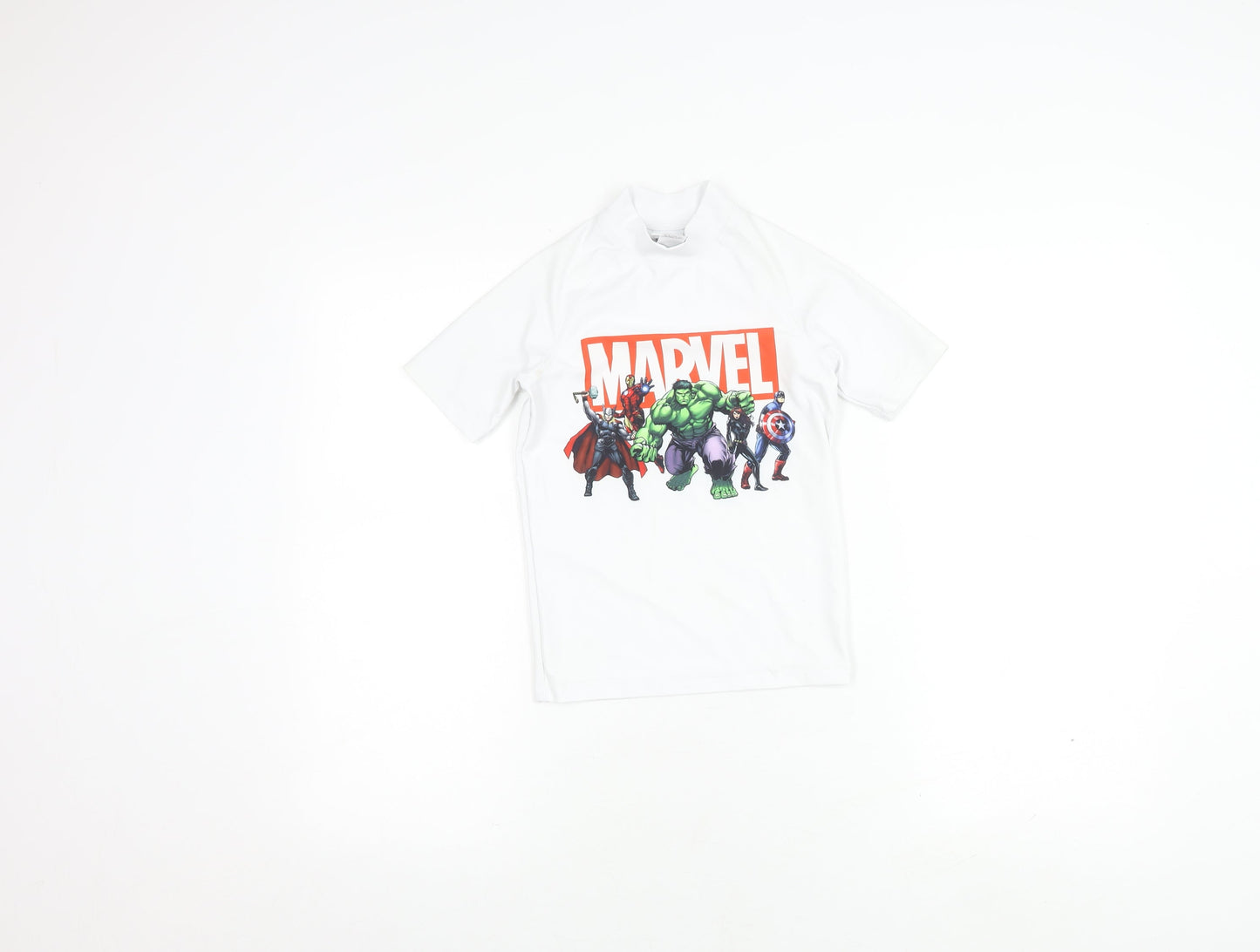 Next Boys Marvel T-Shirt White 7 Years Short Sleeve UV Protection
