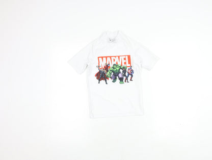 Next Boys Marvel T-Shirt White 7 Years Short Sleeve UV Protection